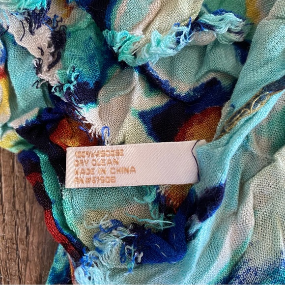 Abstract Scarf Navy, Teal, Brown, Black, and Gold - Picture 3 of 6